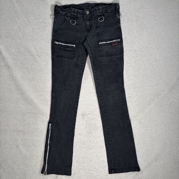 Tripp NYC Jeans Women’s Size 28x29 Black Skinny Low Rise Zip Punk Emo Goth - Picture 1 of 15